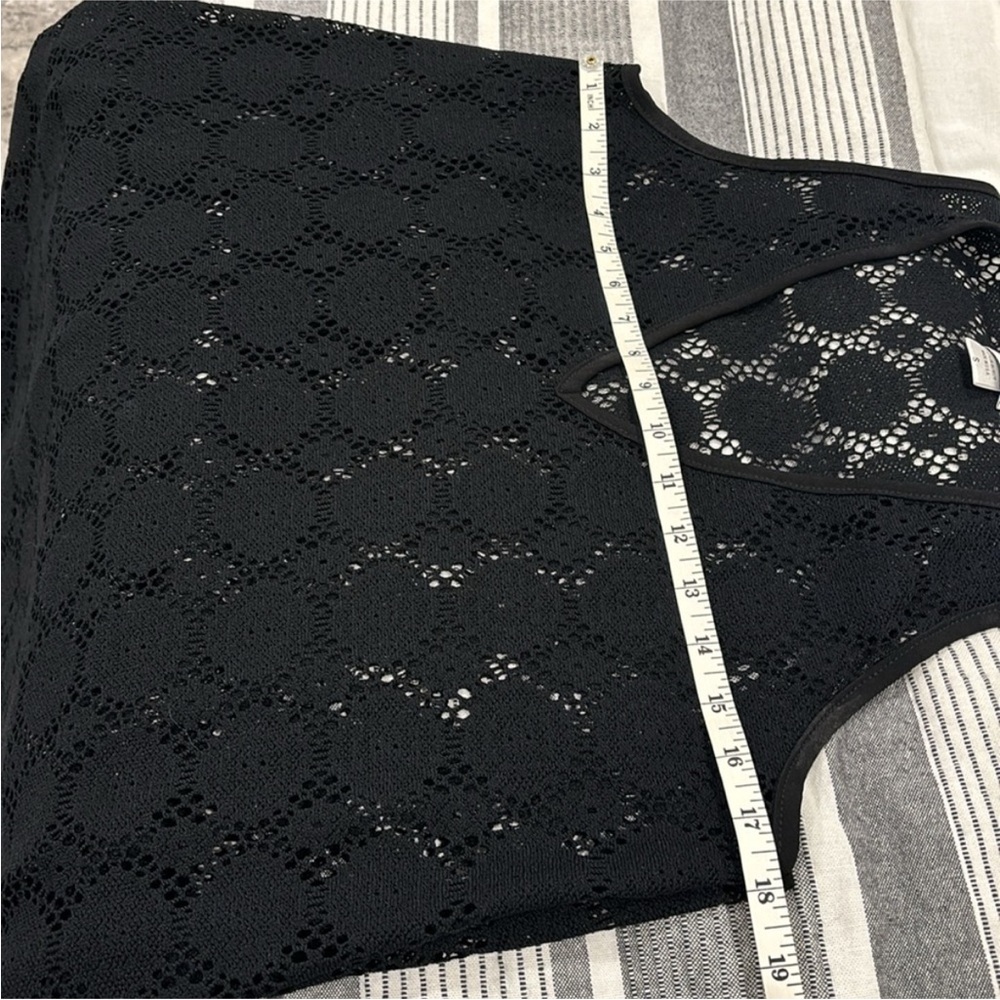 Jordan Taylor Black Crochet V‑Neck Fringe Swim Coverup - Picture 6 of 6